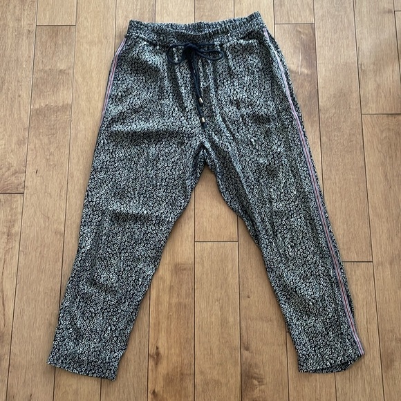 Anthropologie Ett Twa Track-Striped Joggers pants Flower Printed size S - Picture 8 of 12